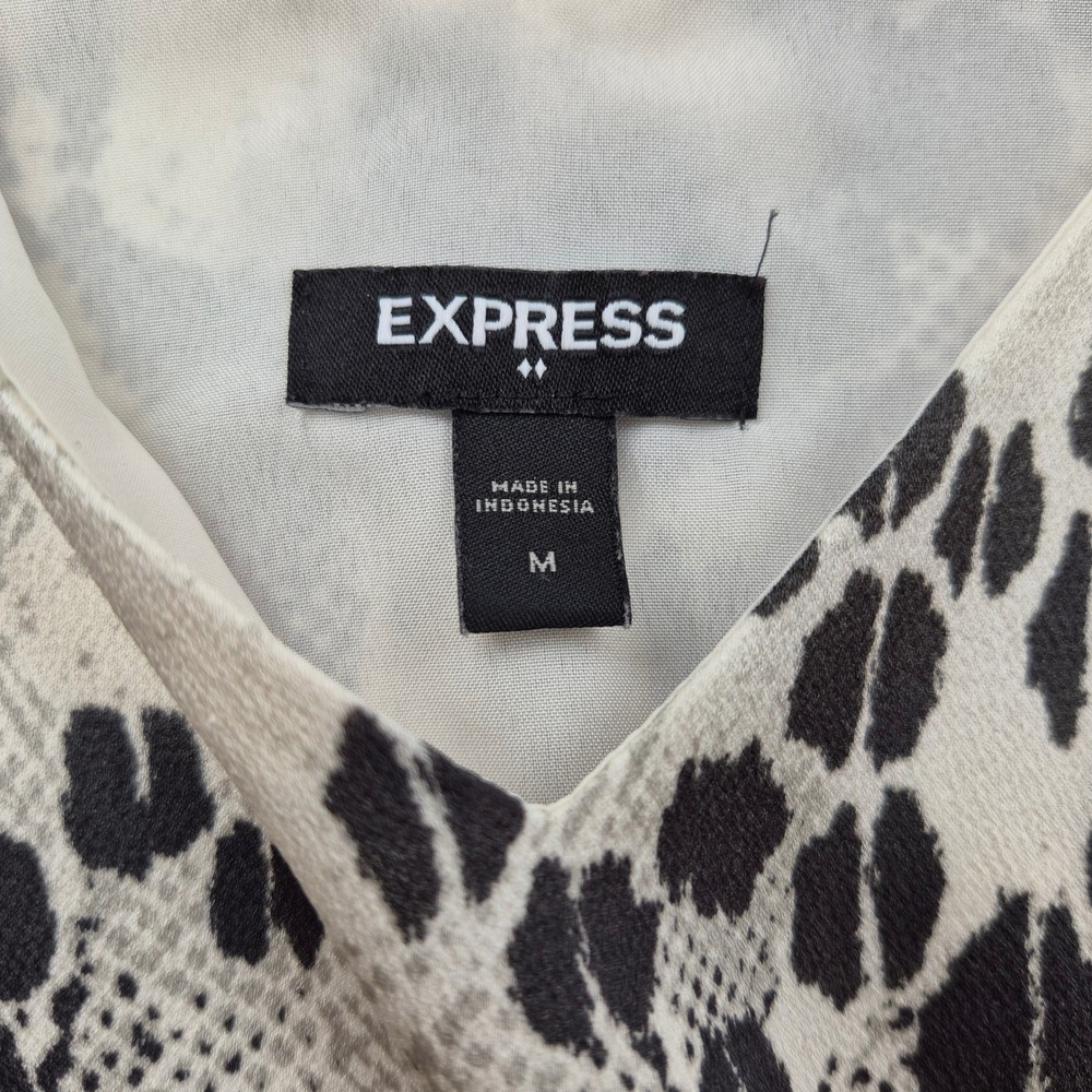 Express Snakeskin Blouse Sleeveless White Gray Tank Top Animal Print Chic Sexy M - Picture 4 of 13